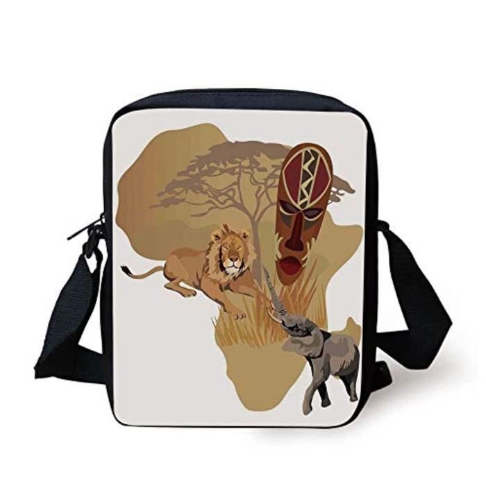 Cartable LT5B4 safari, silhouette, carte de lu0027afrique et animal 