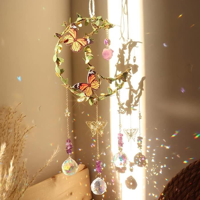 Attrape-soleil En Cristal – Pendentif Prisme Arc-en-ciel – Décoration Fenêtre, Jardin, Noël – Carillon Léger