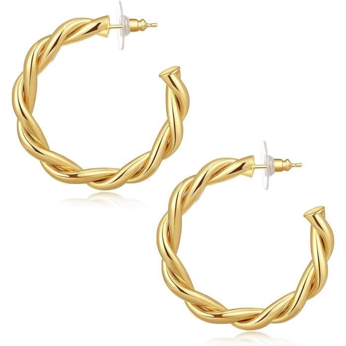 Boucles D'oreilles Créoles Design Torsadé - France