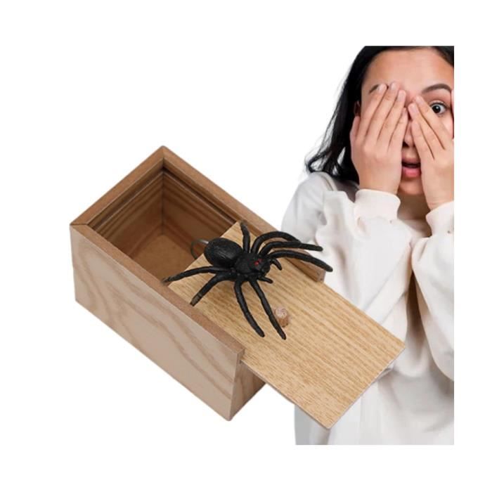 Boîte à Farce Araignée Halloween Drôle Fausse Araignée en Bois Surgissante | Halloween Farce Animale Sautante pour Hommes Femmes Anniversaire Fête Maison Hantée