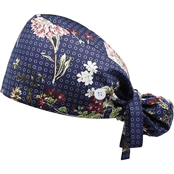 Calot Chirurgical Fleur En Coton - Réglable, Pour Infirmière, Chimio - Lavable En Machine