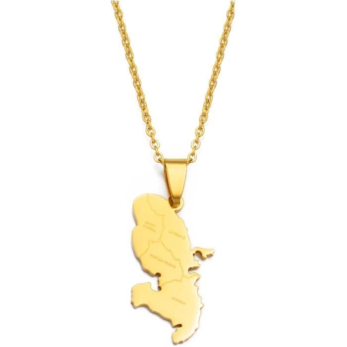 Pendentif Carte De La Martinique Avec Palmier - Or Massif 18K 0.73g, Dolly-Bijoux, Neuf