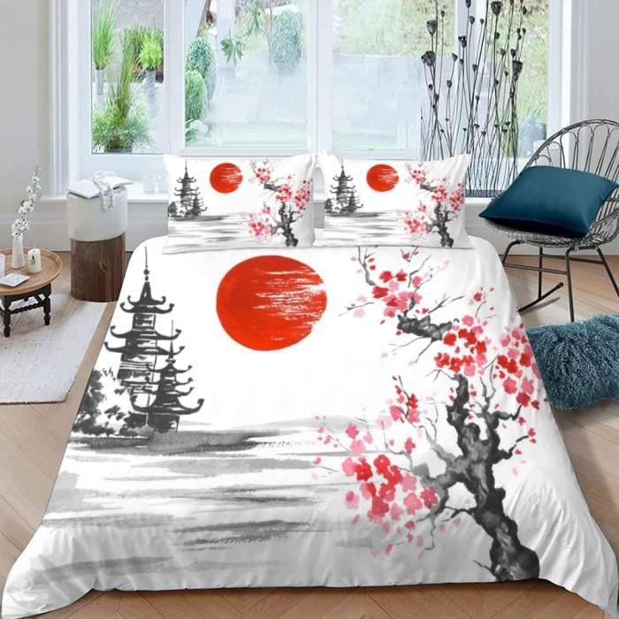 VULORA Manga Japon Housse De Couette 140x200 Imprimé 3D Fan Anime Otaku Parure De Lit 1 Personnes Ado Fille Enfants Microfibre Literie 3 Pièces Avec Fermeture Éclair Et 2 Taies D'oreiller 50x75