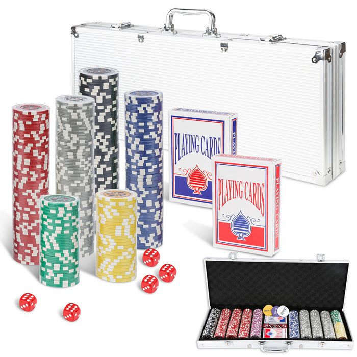Kit Poker XUANYU - 300 Jetons + étui Aluminium + 2 Jeux Cartes + 5 Dés - Idéal Soirée Jeux Entre Amis