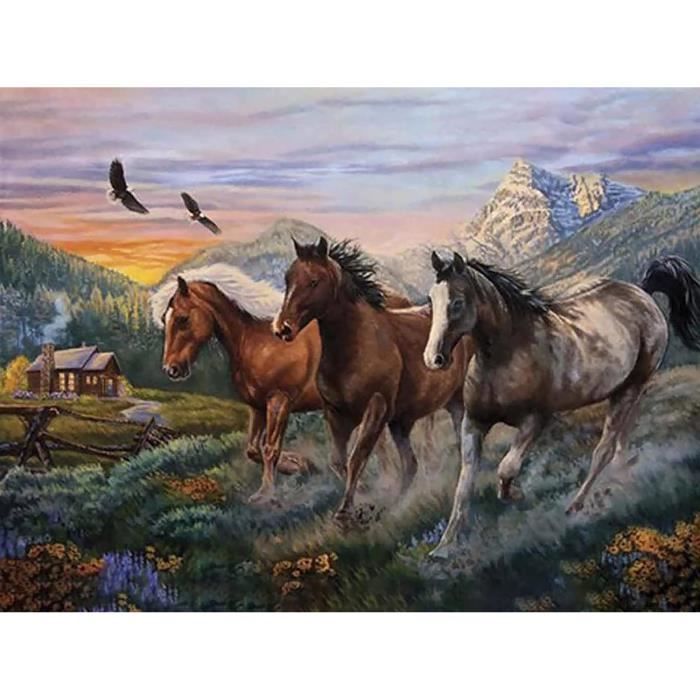 Kit Peinture Diamant 5D 'Cheval & Fleurs De Cerisier' - 30x40 Cm - Art DIY & Décoration Maison - 3