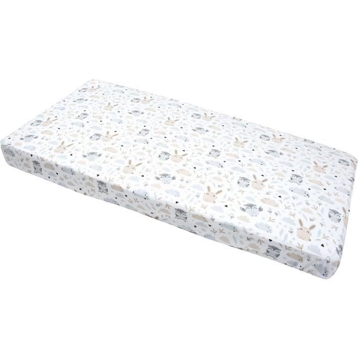 Drap Housse Bébé 60x120 Cm Taupe - Double Gaze Coton Doux Respirant Babycalin - Bonnet 15 Cm Pour Lit Bébé