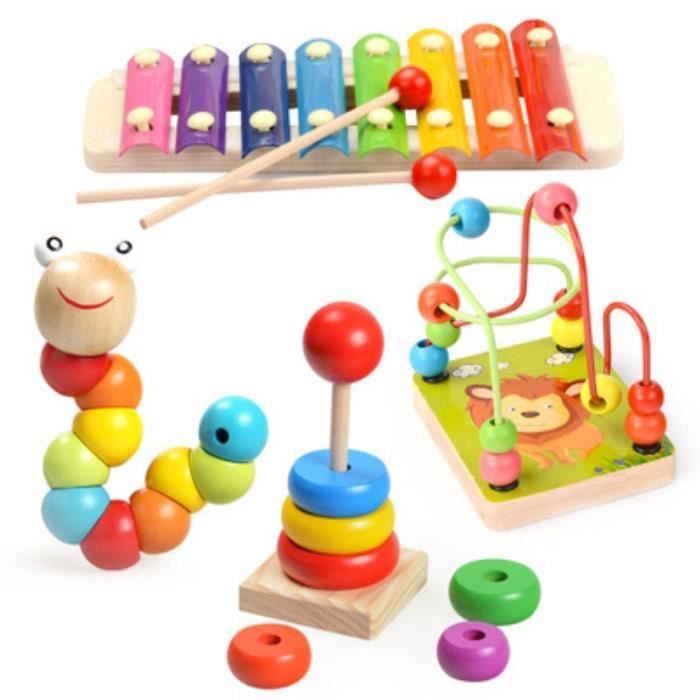 4pcs Jouet Jeu D Eveil Boules Circuit De Motricite En Bois Pour Bebe Cdiscount Jeux Jouets