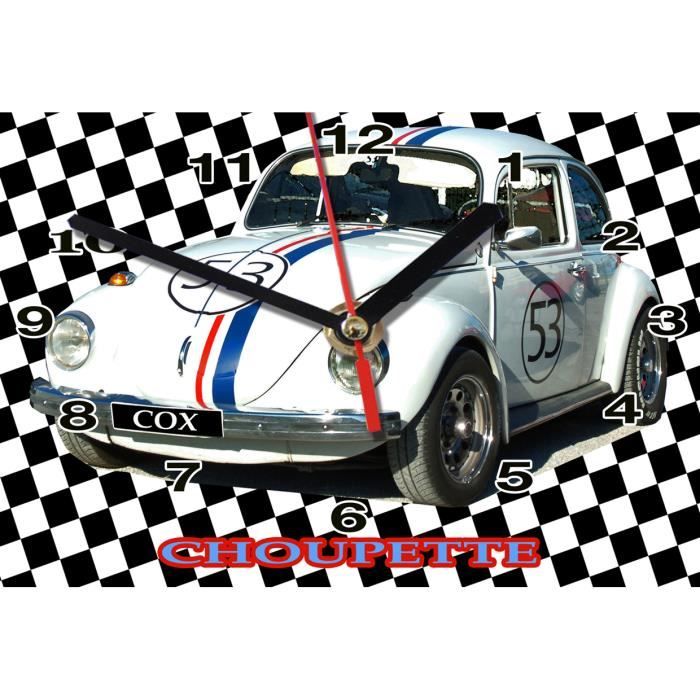 Miniature Volkswagen Combi – Avec Horloge, Blanc, échelle 20x30 Cm, Auto-Horloge
