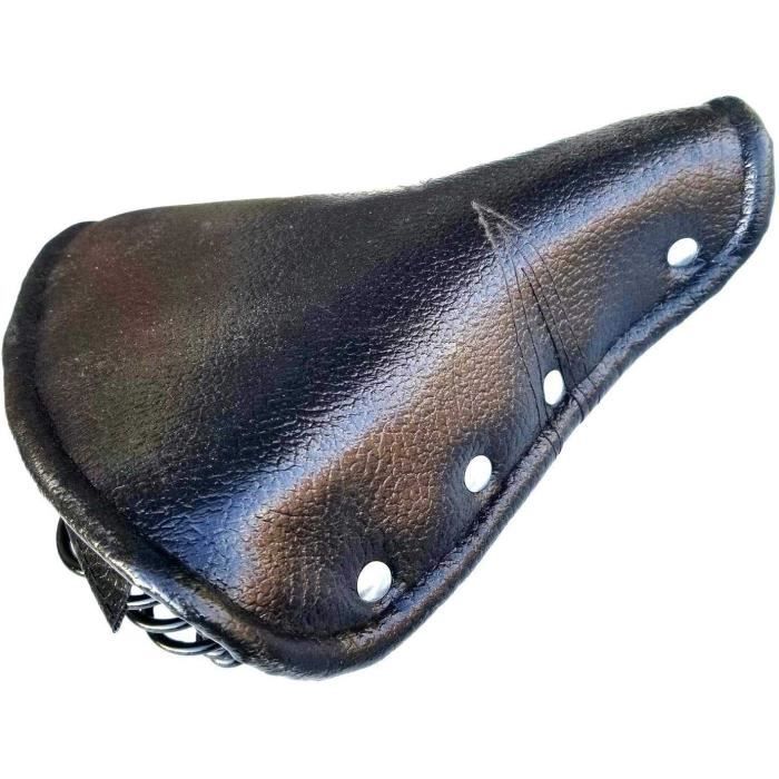 Selle de vélo vintage noire pour homme et femme, confortable, siège de vélo en cuir, siège de vélo rétro rivet ressorts coussin composants de vélo Selle de vélo vintage noire pour homme et femme, confortable, siège de vélo en cuir, siège de vélo rétro rivet ressorts coussin composants de vélo