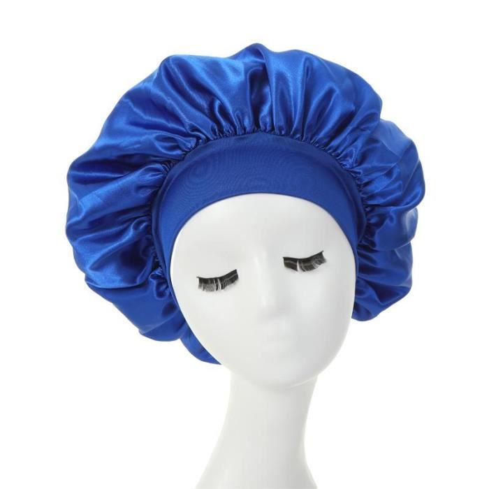Bonnet De Nuit En Satin De Soie Bleu élastique - Taille Unique, Neuf Sans étiquette