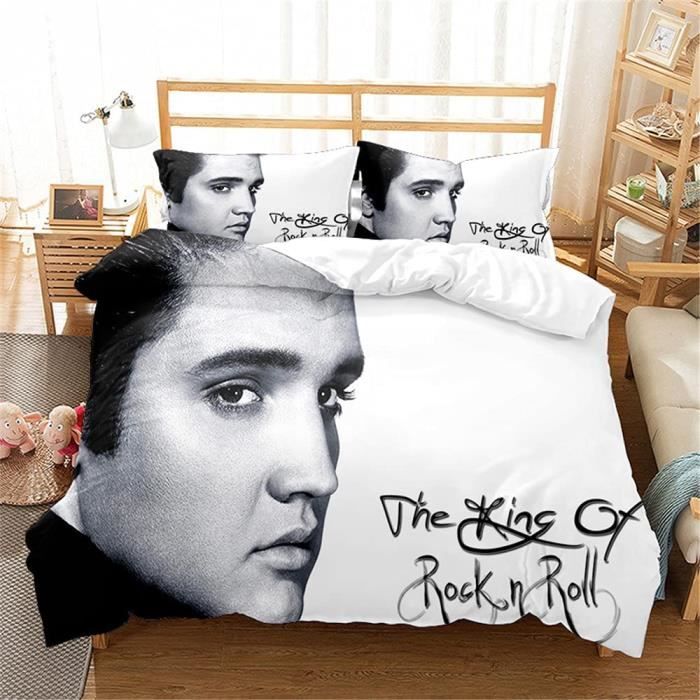 Couverture Lit/couette Elvis Presley - Imprimé Bandana Noir, Prête à L'emploi, Finie - Neuf, Décoration Rock'n'roll
