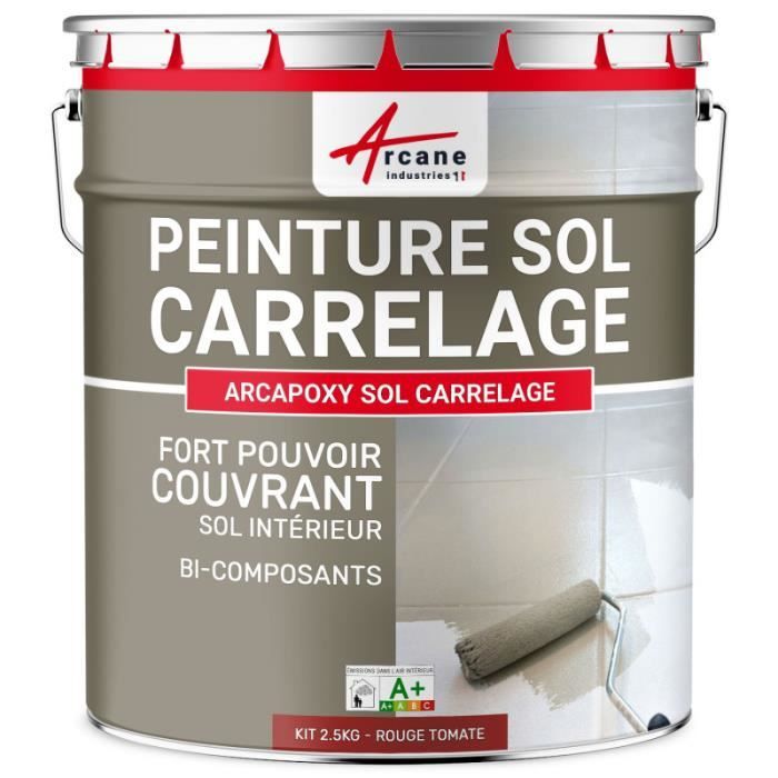Peinture résine carrelage sol - ARCAPOXY SOL CARRELAGE RAL 3013 Rouge Tomate - Kit 1 Kg jusqu'a 5m² pour 2 couches