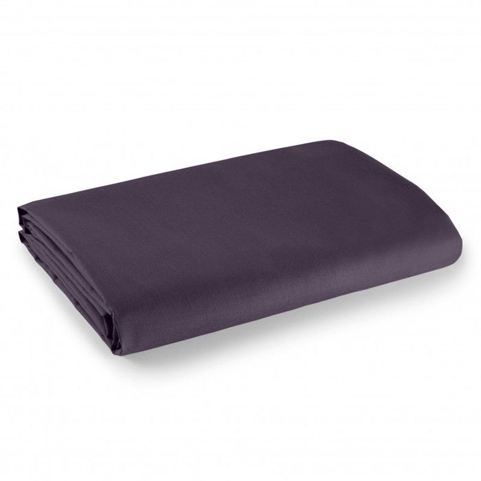 Drap plat 1 place et 2 places 100% coton/57 fils/cm² - Couleur: Linge de lit Prune - Taille de drap plat: 180 x 290 cm pour lit 1 p