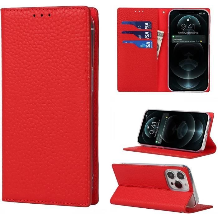 Housse Portefeuille Magnétique Fermeture Éclair Pour IPhone 12 à 17 Pro Max | Cuir Synthétique - Multi-fonctions