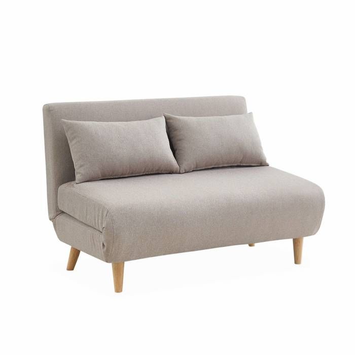 Zeus Canape Convertible Scandinave Avec Dossier Haut En Tissu Impermeable T02 Creme