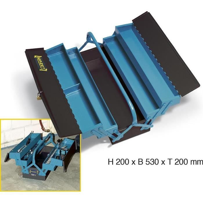 Boîte à outils - HAZET - 530 x 200 x 200 mm - 5 compartiments - Noir/Bleu