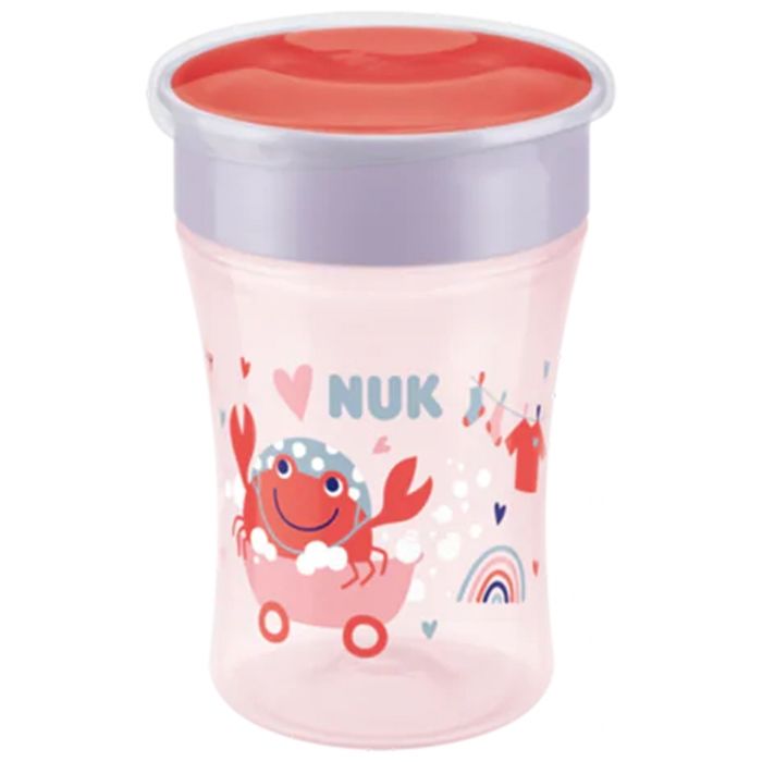 NUK 10255507 Gobelet dapprentissage Magic Cup 360 ° avec bord en silicone anti-fuite Bleu 230 ml 8 mois 