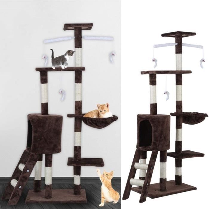 143cm Arbre A Chat Geant Grattoir Griffoir Pour Chat A 5 Niveaux Arbre A Chat Geant De Hauteur Arbre A Grimper Avec Panier Ha39 Cdiscount Animalerie