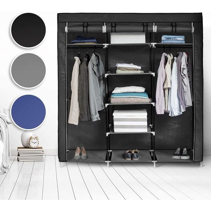 casa pura essing Chambre Adulte - Armoire Penderie Garde Robe en Tissu Penderie avec Double Tringle a Vêtement 175 x 150 A337