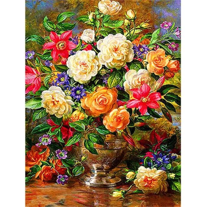 Diamond Painting Fleur De Paon,Broderie Diamant Grand Format,5D Diy