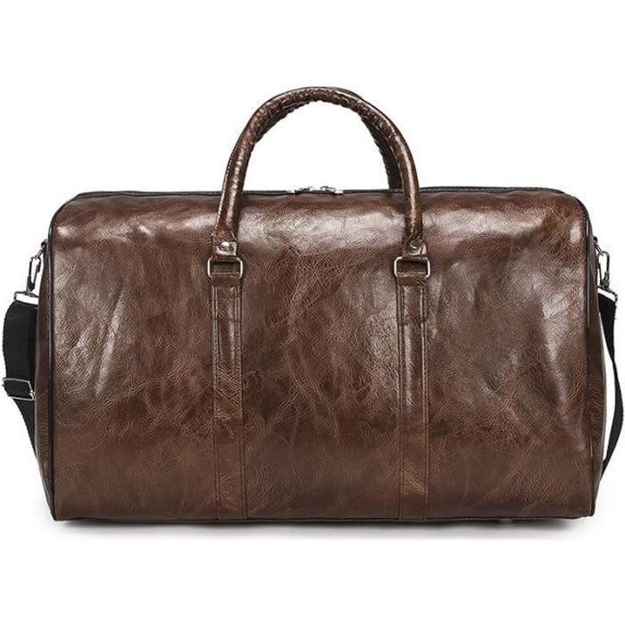 SAC DE VOYAGE,Nouveauté sacs de voyage en cuir de luxe hommes grande capacité Portable sacs à bandoulière hommes sacs - Type Marron