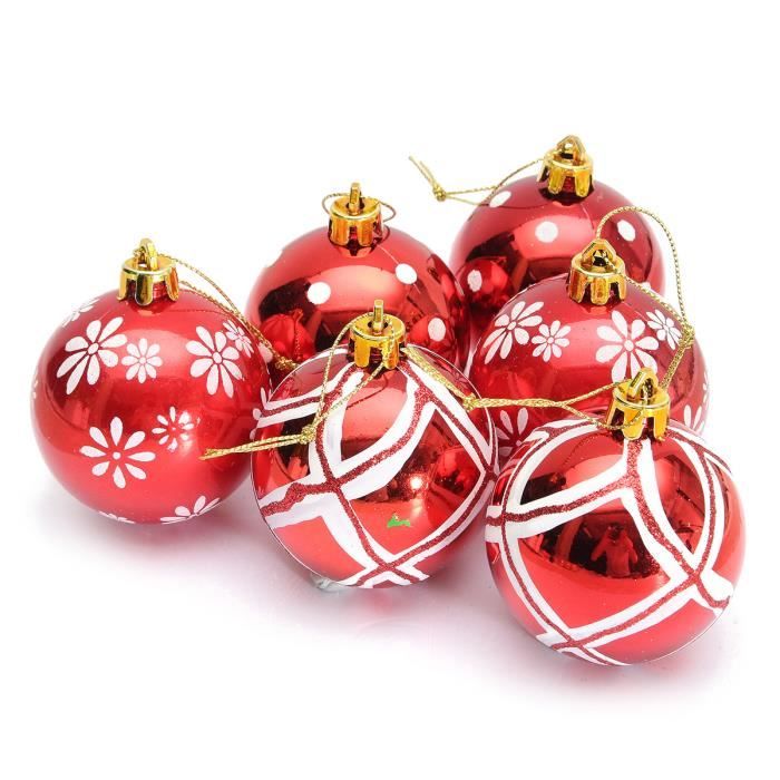 6 Boules De Noël En Papier Nid D'abeille Rouge Et Or - 10 Cm, Avec Aimants, Pour Sapin, Fenêtre, Décoration - 10
