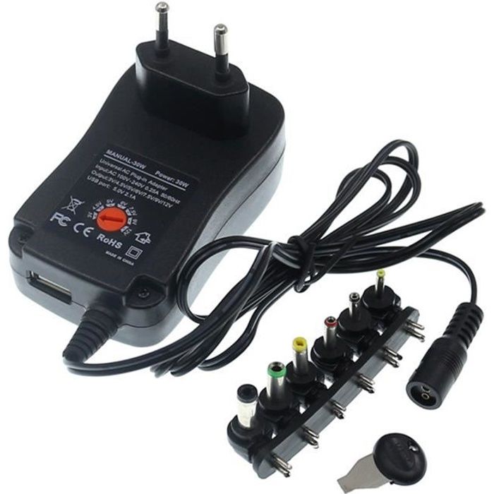 Zolt Adaptateur Secteur Universel 3V 4.5V 5V 6V 7.5V 9V 12V AC DC Adaptateur Multi-Tension avec Port USB 5V 2A et 10 Connecteurs DC, 2000mA Max Zolt Adaptateur Secteur Universel 3V 4.5V 5V 6V 7.5V 9V 12V AC DC Adaptateur Multi-Tension avec Port USB 5V 2A et 10 Connecteurs DC, 2000mA Max
