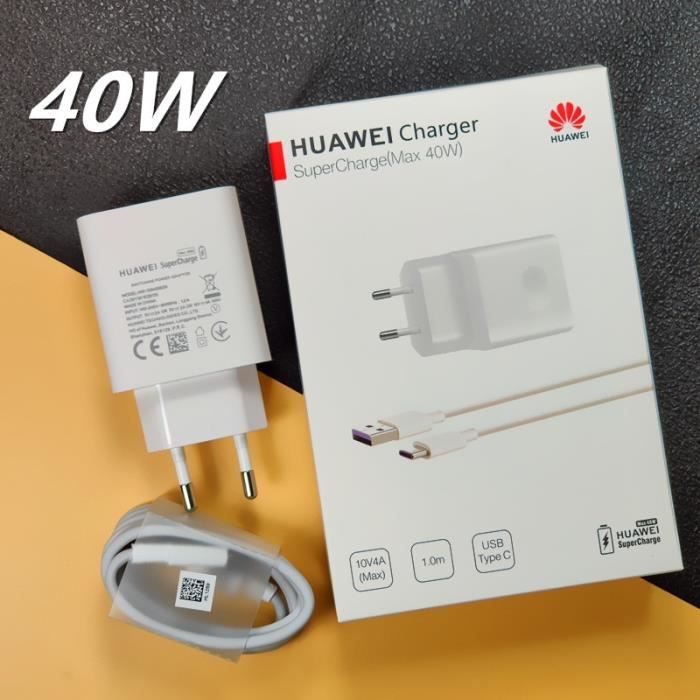 Chargeurs,Chargeur Huawei Original ue 40W 22.5W suralimentation USB  adaptateur secteur 5A USB type c - Type New-BOX 40W EU cable - Cdiscount  Informatique