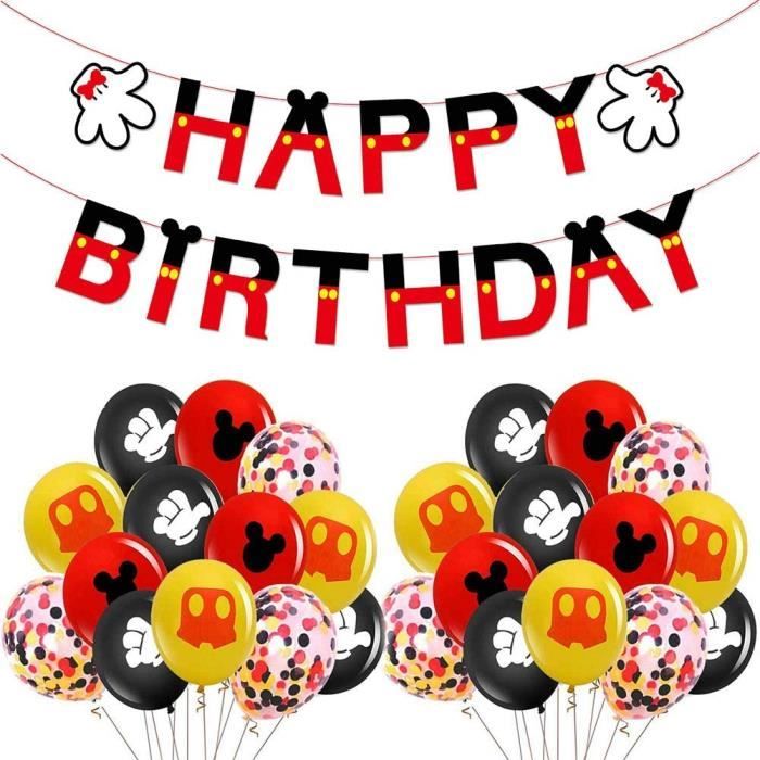 Decorations D Anniversaire Mickey Mouse Fournitures De Fete A Theme Mickey Et Minnie Rouge Et Noir Ballons Banniere Joyeux Anniversa Cdiscount Maison