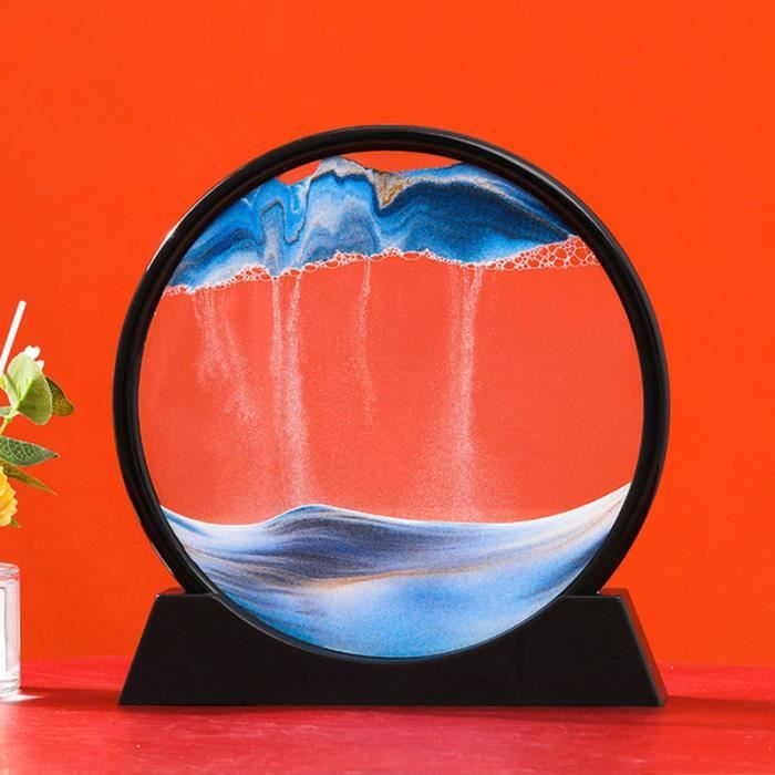 Cadre en verre de peinture à sable fluide - Dynamique 3D - Sable flottant - Paysage naturel - Pour art de bureau - Couleur
