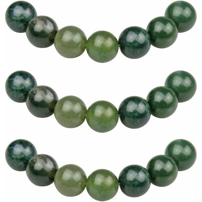 Perles En Agate Mousse Verte Naturelle 4-12mm - Rondes, Pour Création De Bijoux Luxe