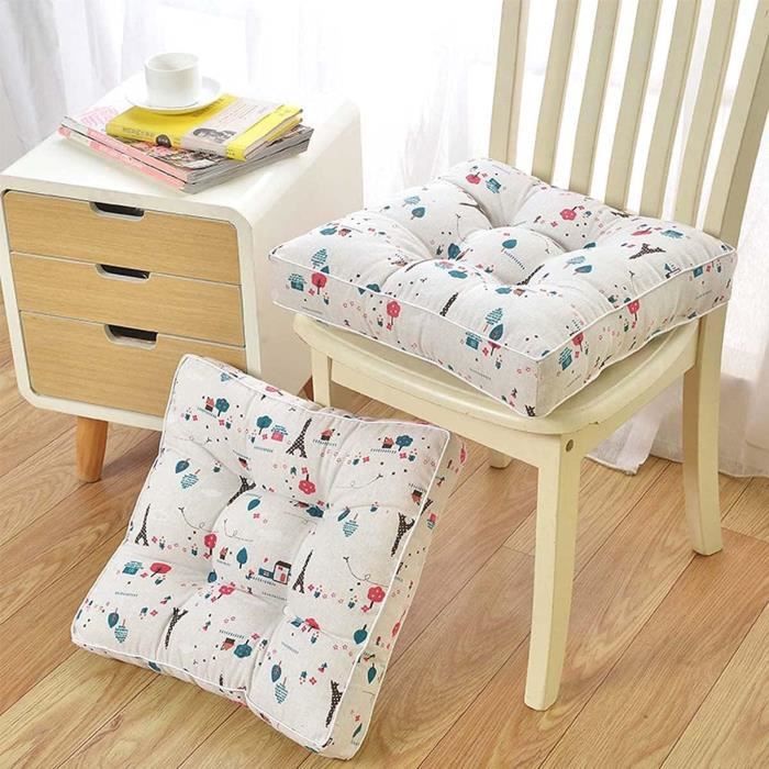 Lot De 2 Coussins De Chaise 38x38cm - Avec Attaches, Pour Cuisine, Salon, Jardin