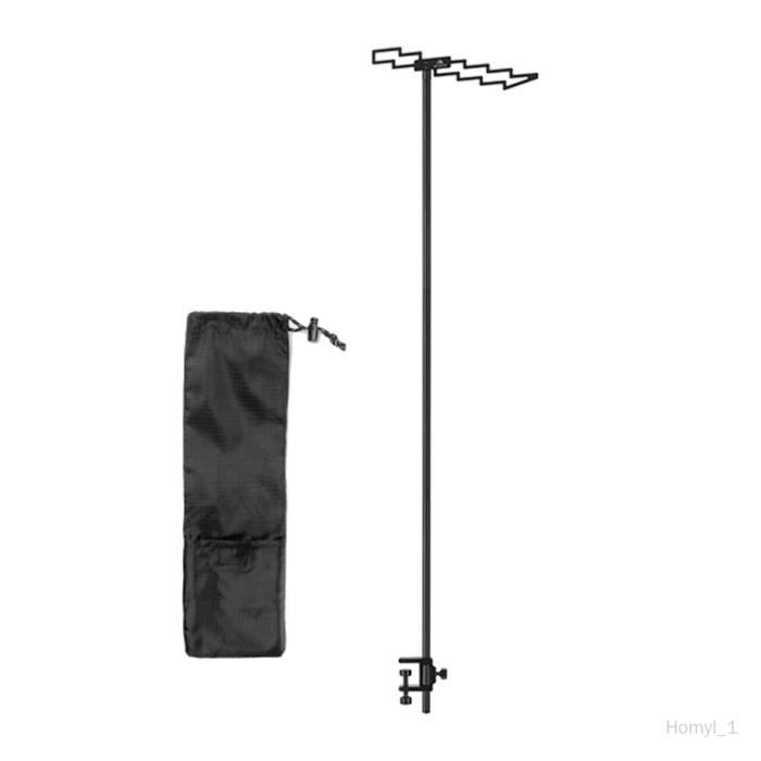 Poteau à Lanterne Pliable 45'' Pour Camping – Support Lampe Aluminium Noir