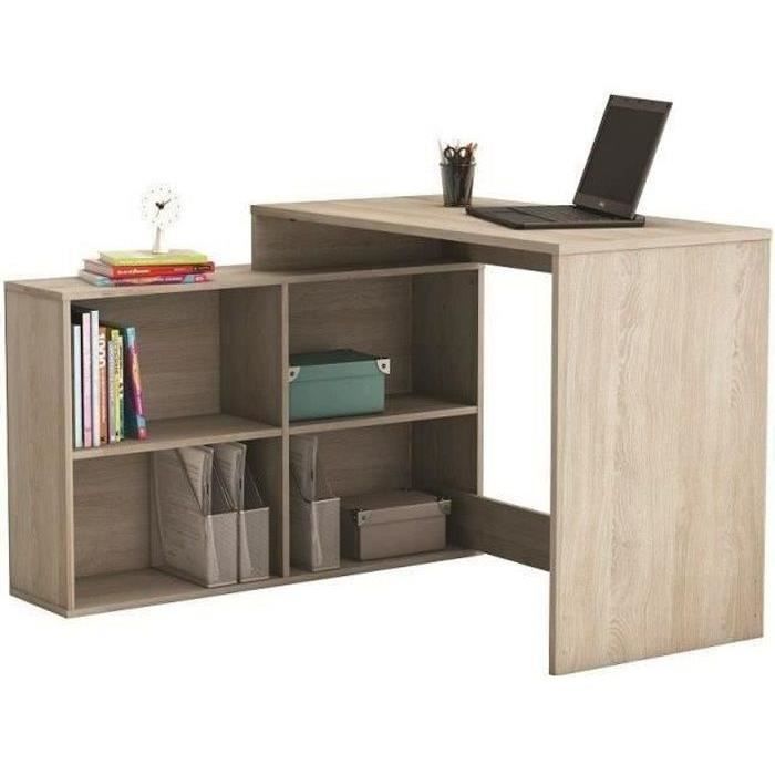 DEMEYERE Bureau d'angle contemporain décor chêne Shannon - L 112 cm - NAGANO