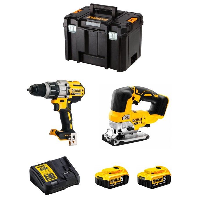 DeWALT Kit DWK215 DCD996 + DCS334 + 2 x 50 Ah + DCB115 + TSTAK VI