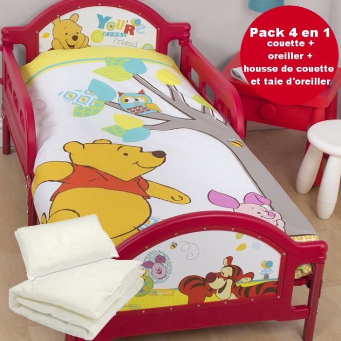 4 En 1 Winnie L Ourson Parure De Lit Housse De Couette 1x150 1 Taie Couette Oreiller Pour Lit Bebe Cdiscount Maison