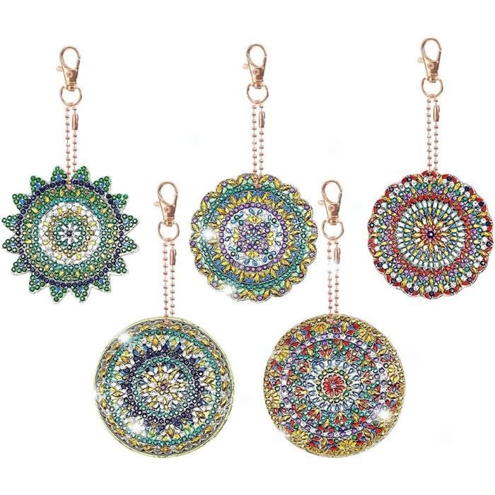 Lebartm Porte-clés Avec Peinture Diamant à Faire Soi-même - Décoration De Pâques - Fait à La Main - Pendentif Double Face - Papillon