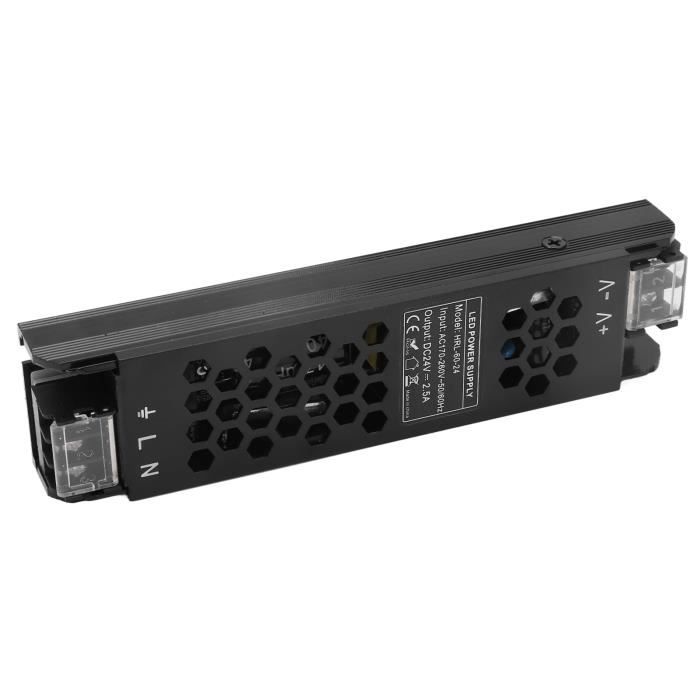 Transformateur LED 80W Étanche IP68 - Alimentation 12V Ou 24V DC - Ultra-Mince Aluminium - Pour Rubans LED Extérieur