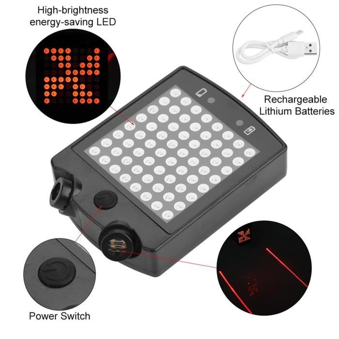 Feu arrière de vélo LED ESTINK - rechargeable USB - 3 modes - noir