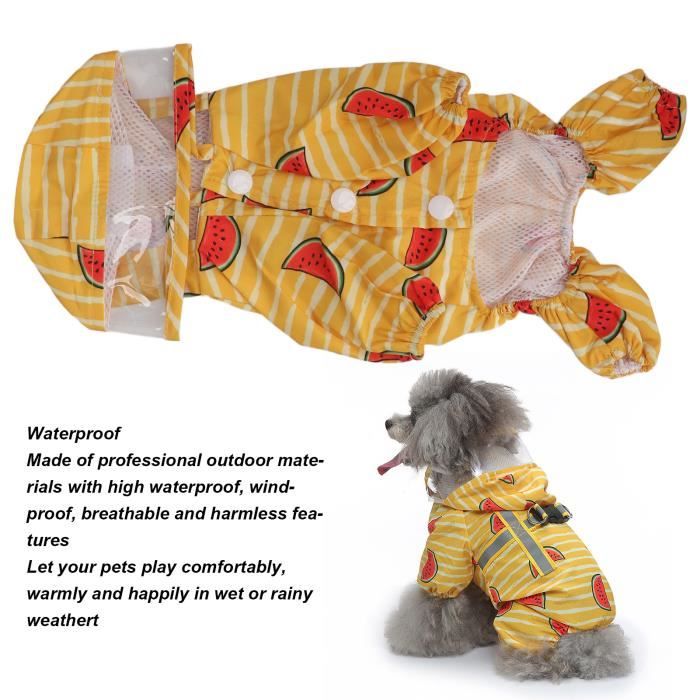 Manteau de pluie ?� capuche pour chien Manteau de pluie l?�ger motif past?�que Imperm?�able et 