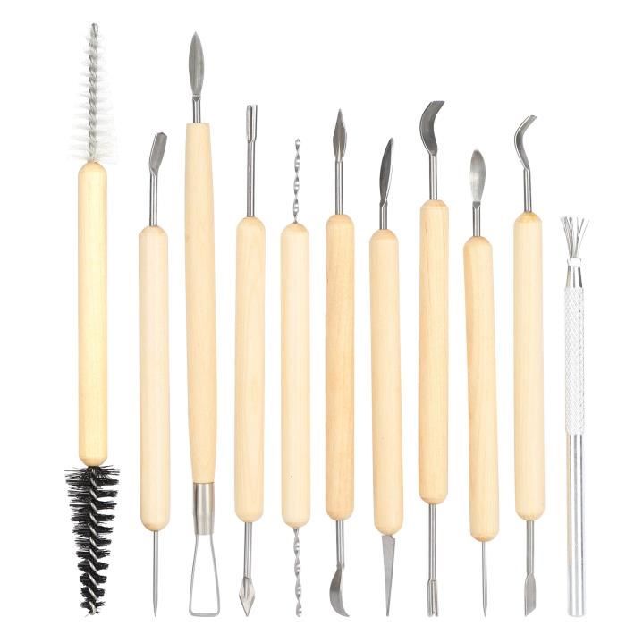 Kit Outils Sculpture Argile 36 Pièces - Pour Modelage, Céramique, Détails - Bois, Silicone, Acier Inox - Adultes & Débutants