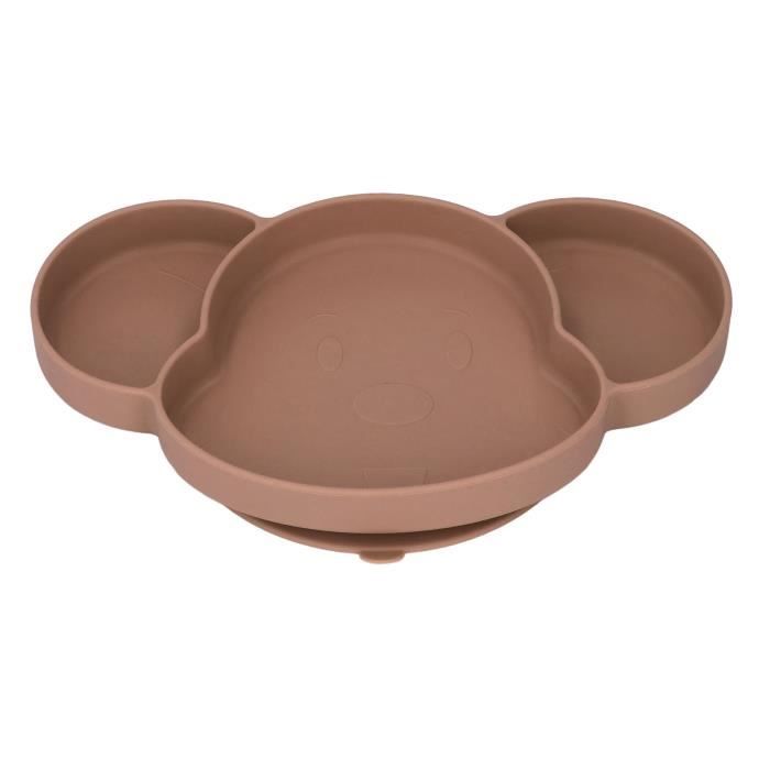 Assiette Ventouse Bébé Novos En Silicone - Set De Table Anti-dérapant Avec Compartiments - Gris
