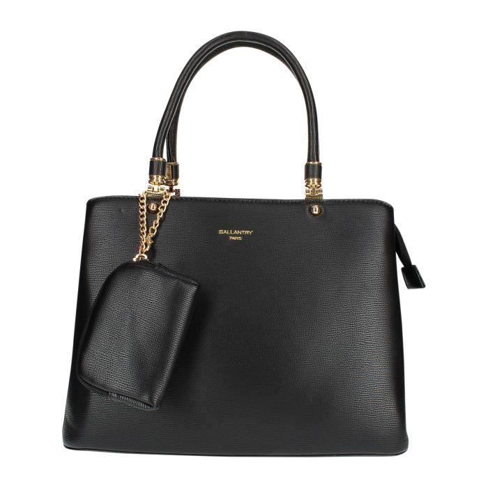 Sac ?� main - Gallantry Paris - Noir - Bandouli?�re amovible - D?�tails dor?�s - 3 compartiments 