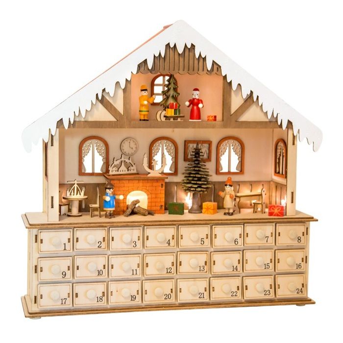 Calendrier de l'avent en bois grand modèle MAISON de NOEL