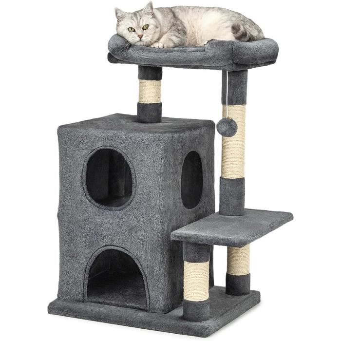 Comparer les prix de Arbre à Chat - lionto - Hauteur 80 cm - Gris Foncé - Peluche Douce - Sisal