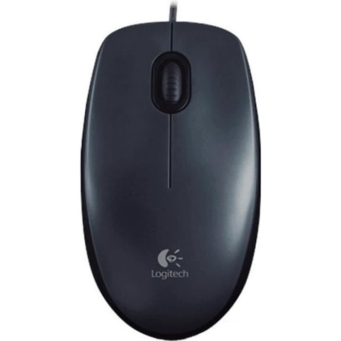 LOGITECH - Souris Optique M100 - USB - 3 Bouton(s) - Câble - 1000 dpi - Roulettes avec frein - Symétrique - Noir