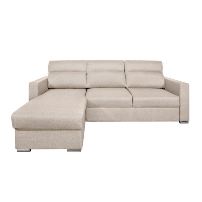 Canapé d'angle 4 places Beige Tissu Design Confort