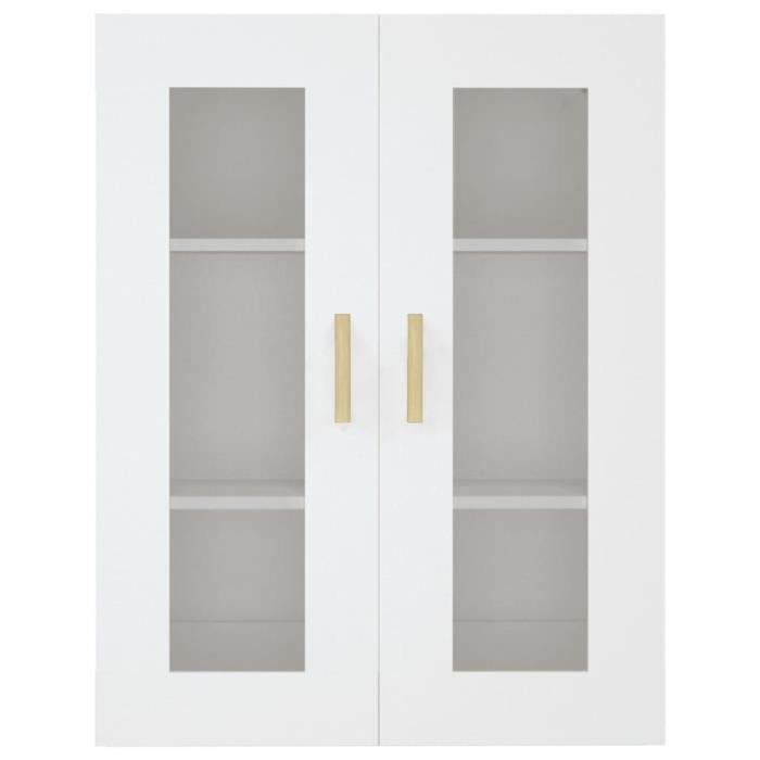 Armoire Murale Blanche Shally Dogan 80x72x32 Cm - 2 Portes, 1 étagère, 2 Compartiments, Bois Robuste, Poignée Chromée - 6