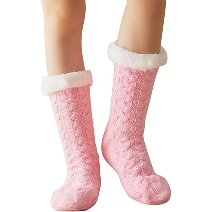 Chaussettes antidérapantes en polaire épaisse pour femme, homme et