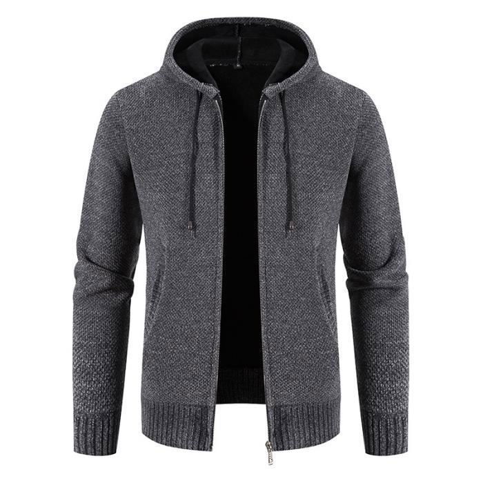Eurogarment Sweat à capuche en polaire épaisse pour homme avec doublure Sherpa et fermeture éclair intégrale à manches longues Taille S à 5XL, A-dk. gris